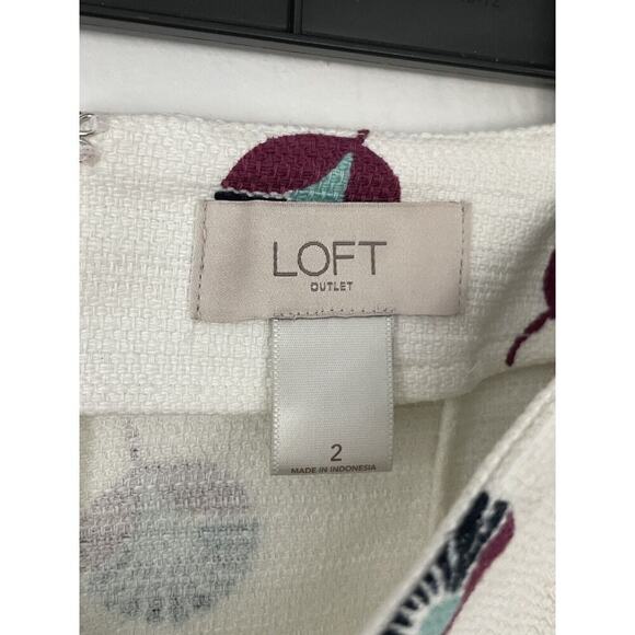 Ann Taylor LOFT Women's Size 2 White Multi-Color Floral Woven Pencil Skirt - Picture 4 of 6